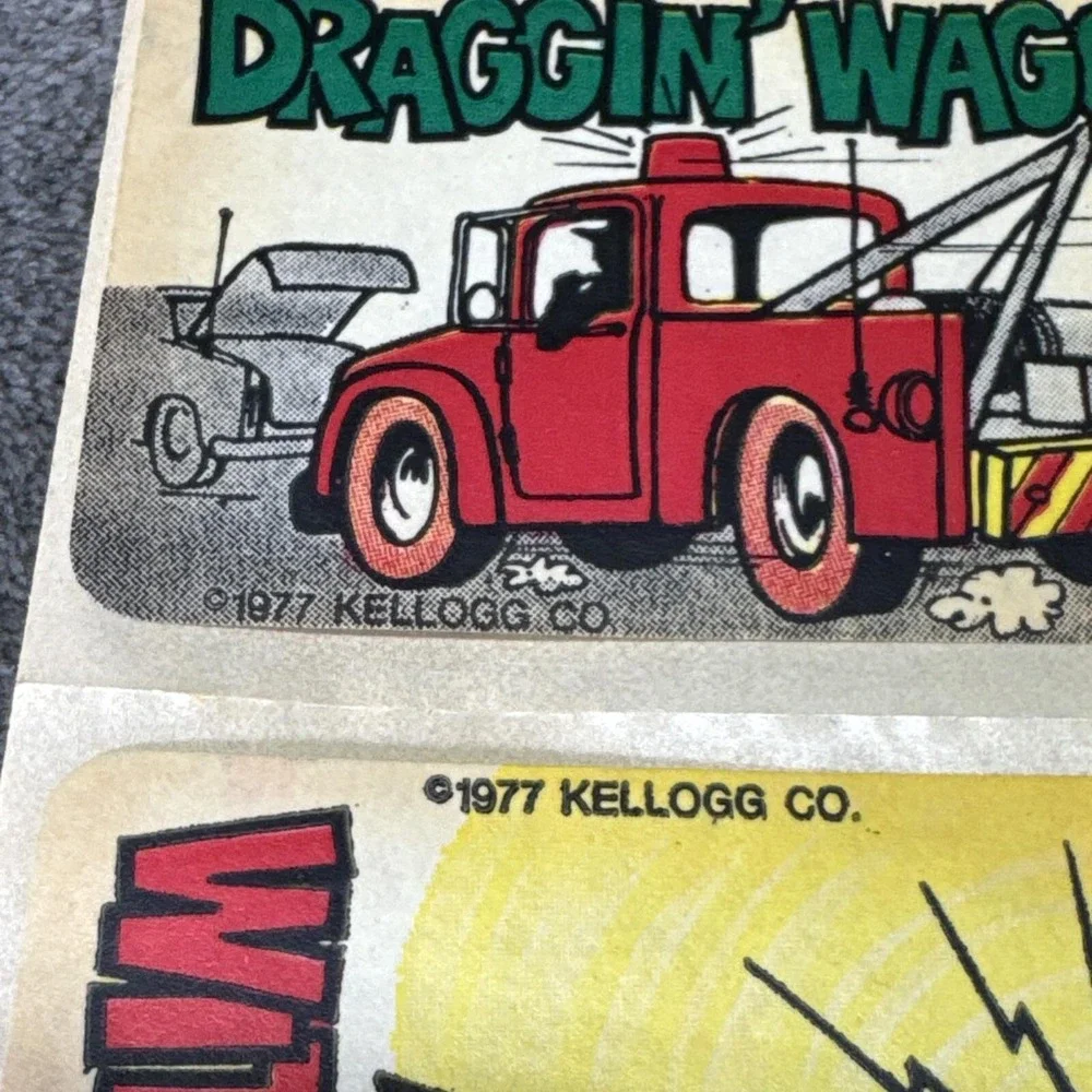 4 Rare Kellogg's Cereal Trucker Stickers 1977 Convoy Draggin Wagon 10-4